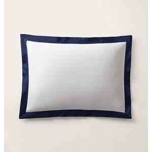 Ralph Lauren Navy Organic Sateen Border Euro Sham Cover New